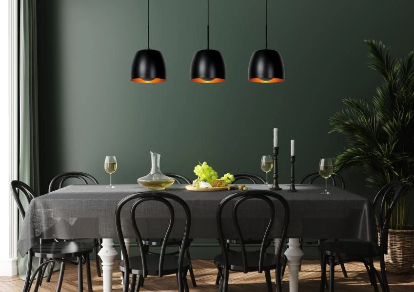 Lucide NOLAN - Pendant light - 3xE27 - Black - ambiance 2